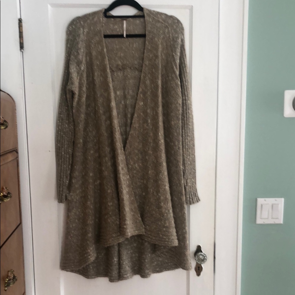 Free People Tan Open-Front Cardigan Sweater